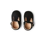 Baby wearing baby shoes — Woodsmoke Suede Leather Baby T Bar Shoe