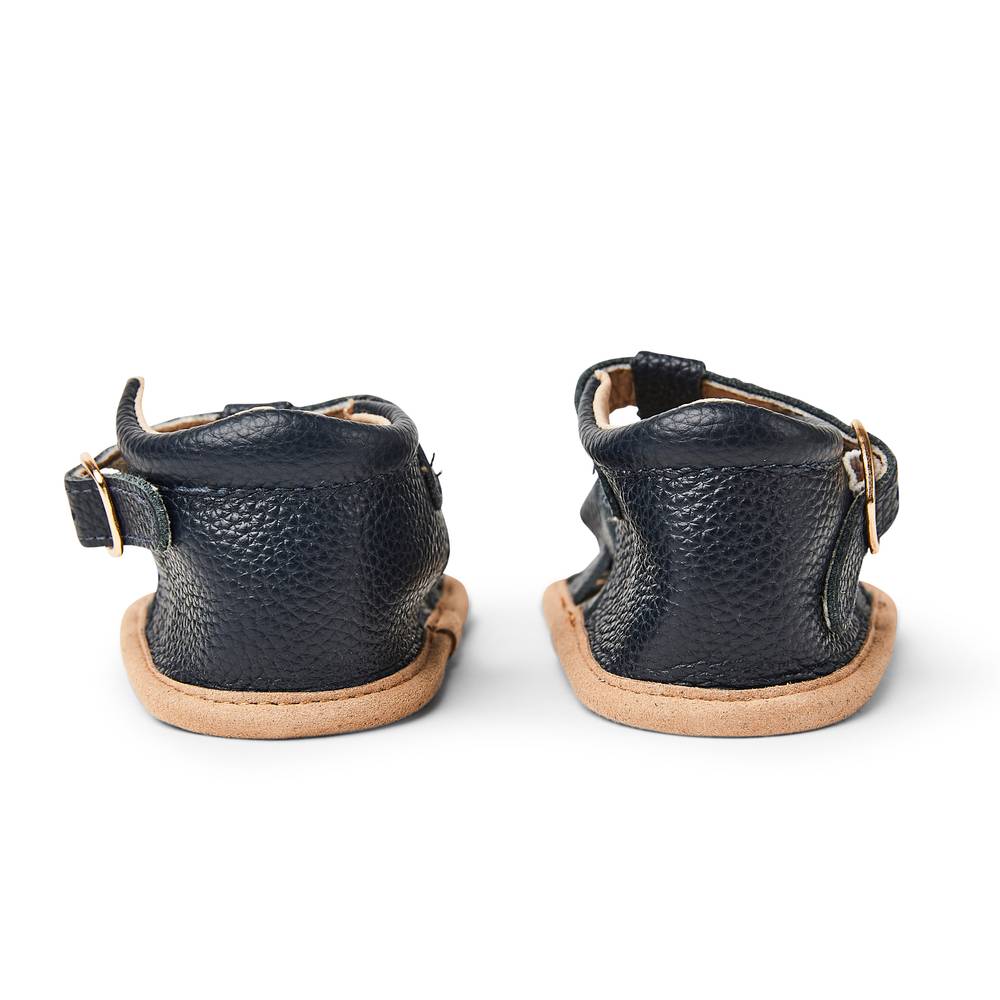 Baby feet in baby sandals on soft surface — Zodiac Blue Leather Baby Sandal