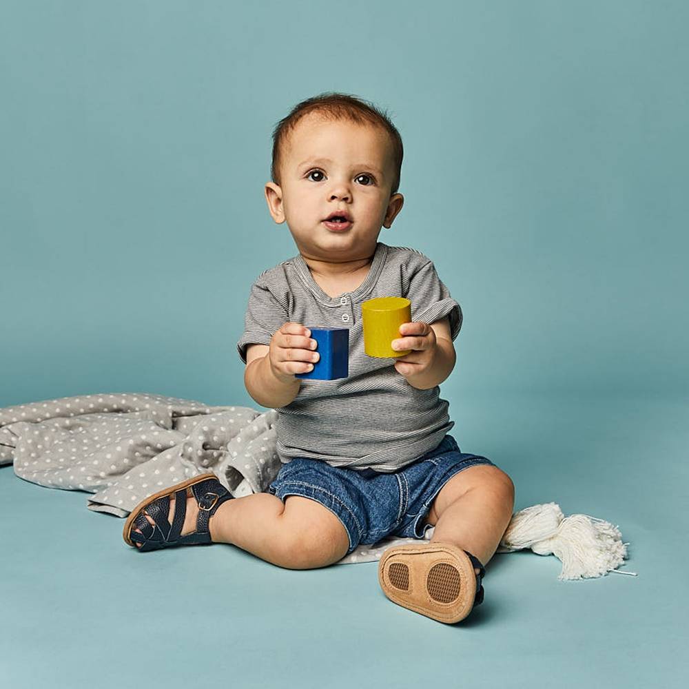 Zodiac Blue Leather Baby Sandal — baby sandals gift-ready packaging and presentation