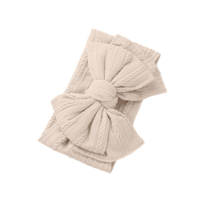 Baby Top Knot Double Bow Headband — Sand