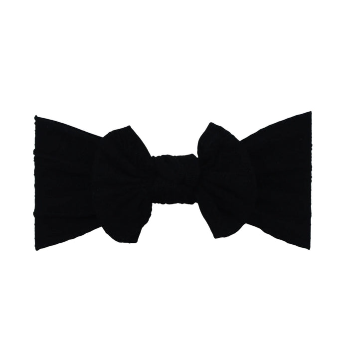 Baby Top Knot Single Bow Headband — Black