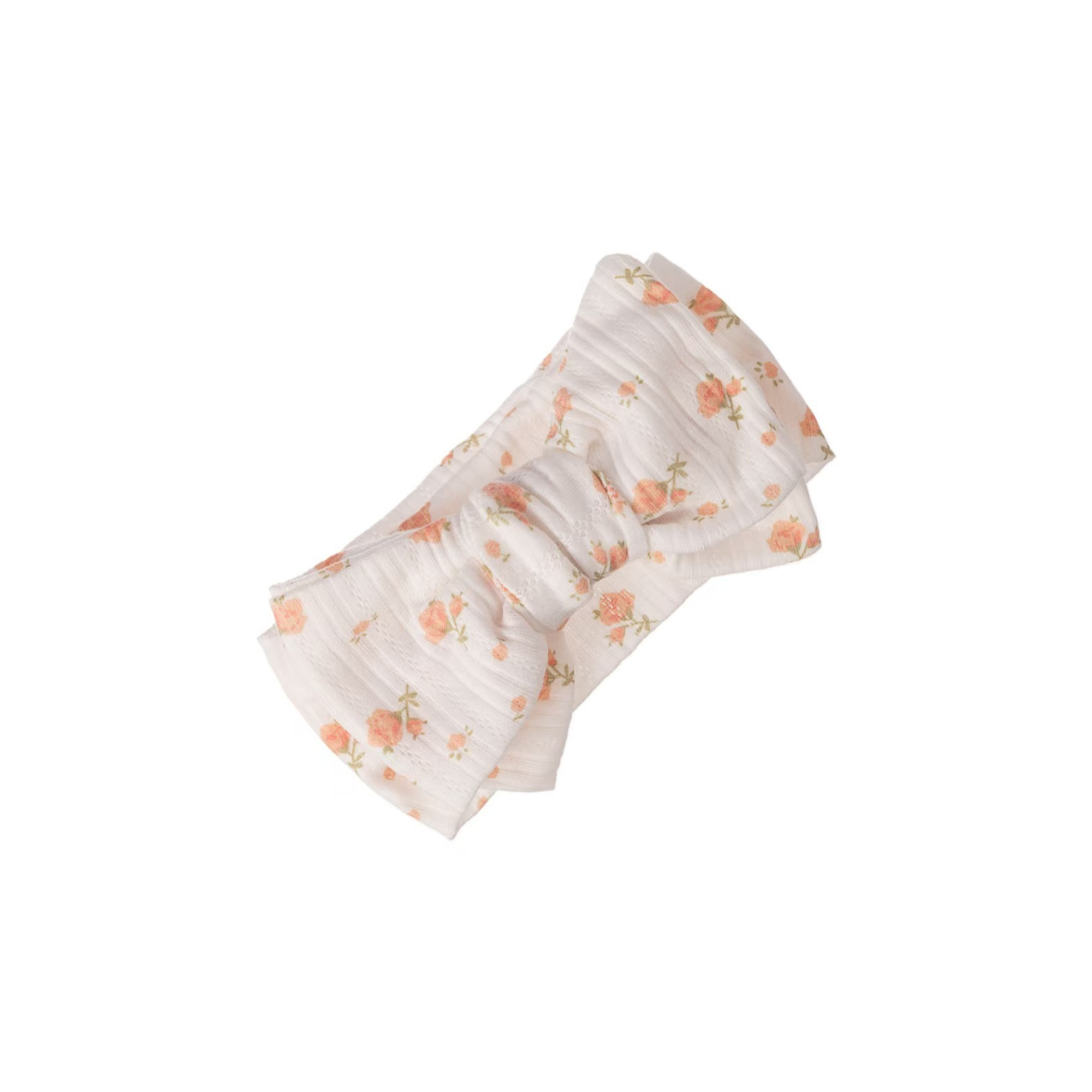 Peach petal lace baby headband — Sweet Eyelet Baby Headband on white background