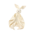 Chalk cotton muslin bunny baby comforter — Twitch Bunny Cotton Baby Comforter in Chalk on white background