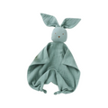Teal cotton muslin bunny baby comforter — Twitch Bunny Cotton Baby Comforter in Teal on white background