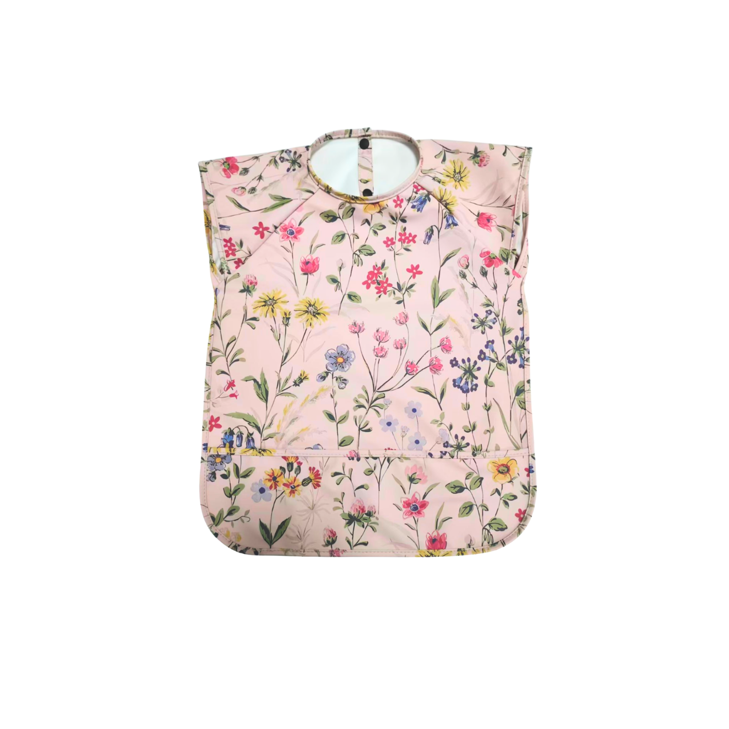 Ear detail baby bib — Petal Palette Waterproof Baby Smock Bib Short Sleeve on white background