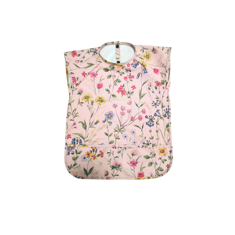 Waterproof Short Sleeve Baby Smock Bib in Petal Palette