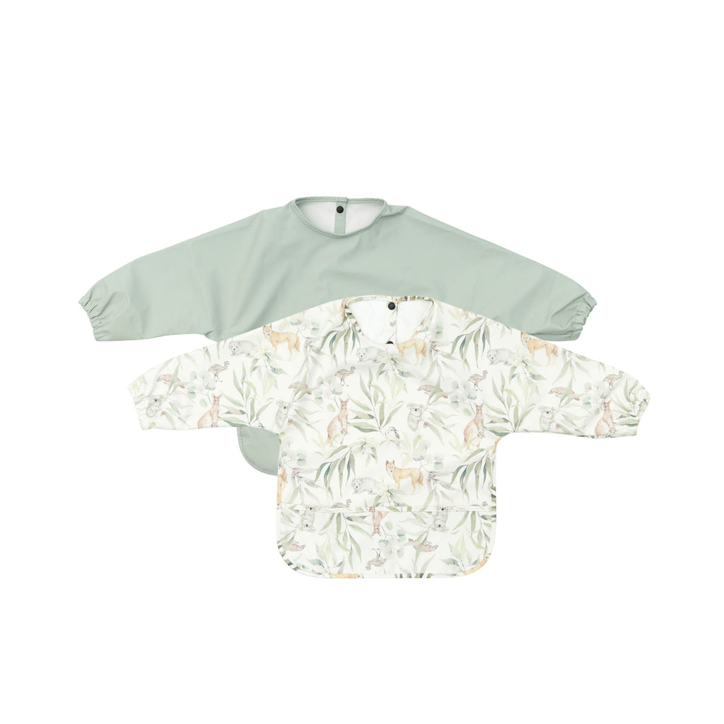 Waterproof Baby Smock Bib Twin Pack #3 Long Sleeve