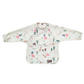 Ear detail baby bib — Beige Bear-y-Hungry Waterproof Baby Smock Bib Long Sleeve on white background