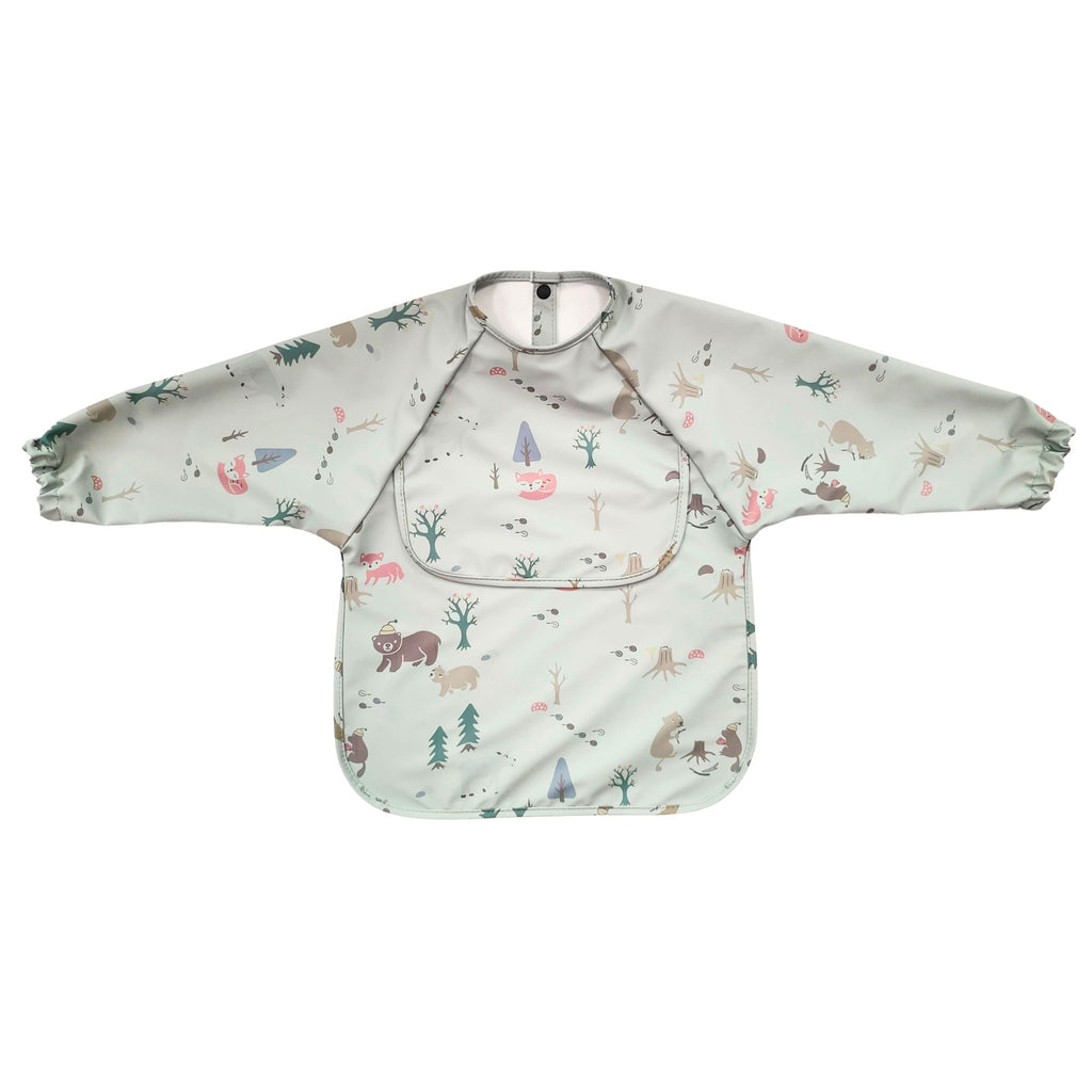 Green Bear-y-Hungry Premium Waterproof Baby Smock Bib Long Sleeve