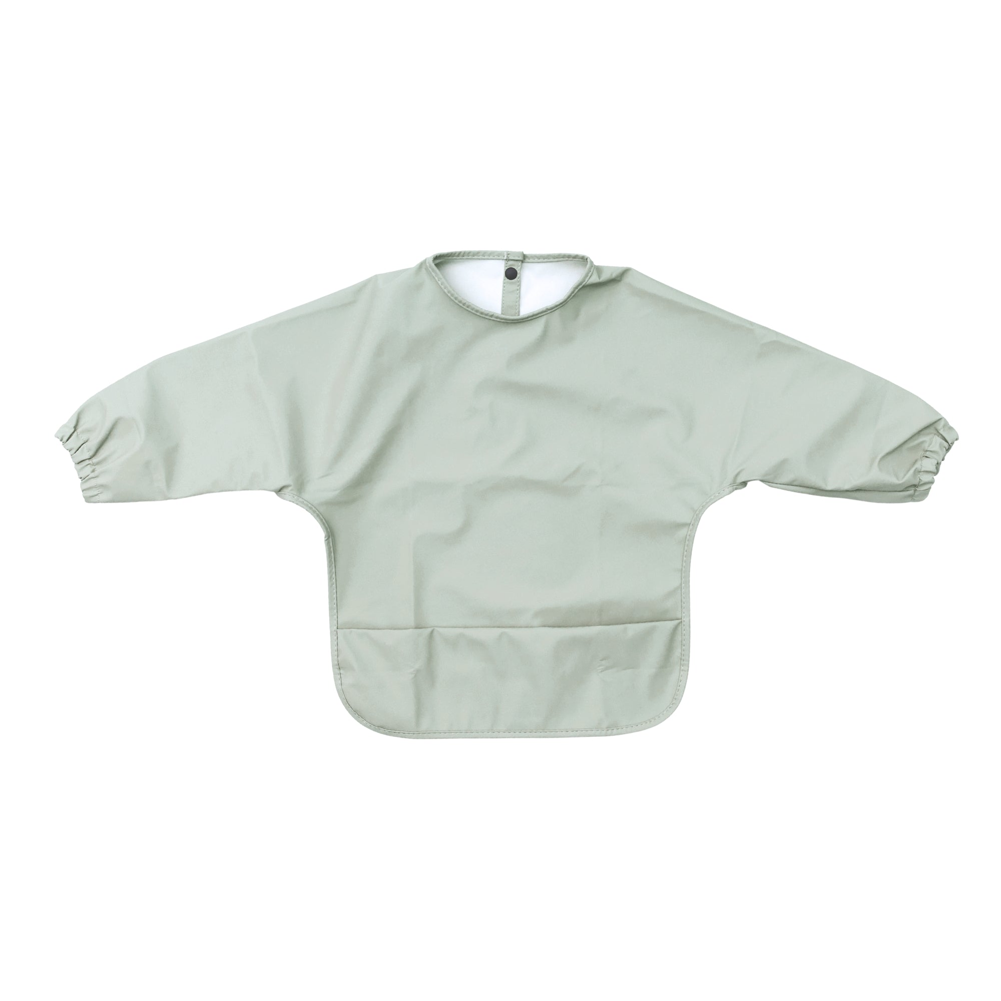 Ear detail baby bib — Aloe Green Waterproof Baby Smock Bib Long Sleeve on white background