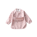 Striped baby bib — Berry Stripey Waterproof Baby Smock Bib Long Sleeve on white background