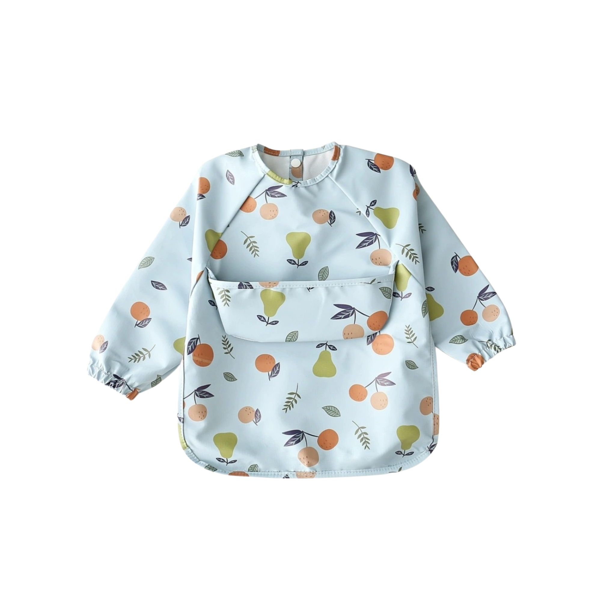 Ear detail baby bib — Blue Perfect Pair Waterproof Baby Smock Bib Long Sleeve on white background