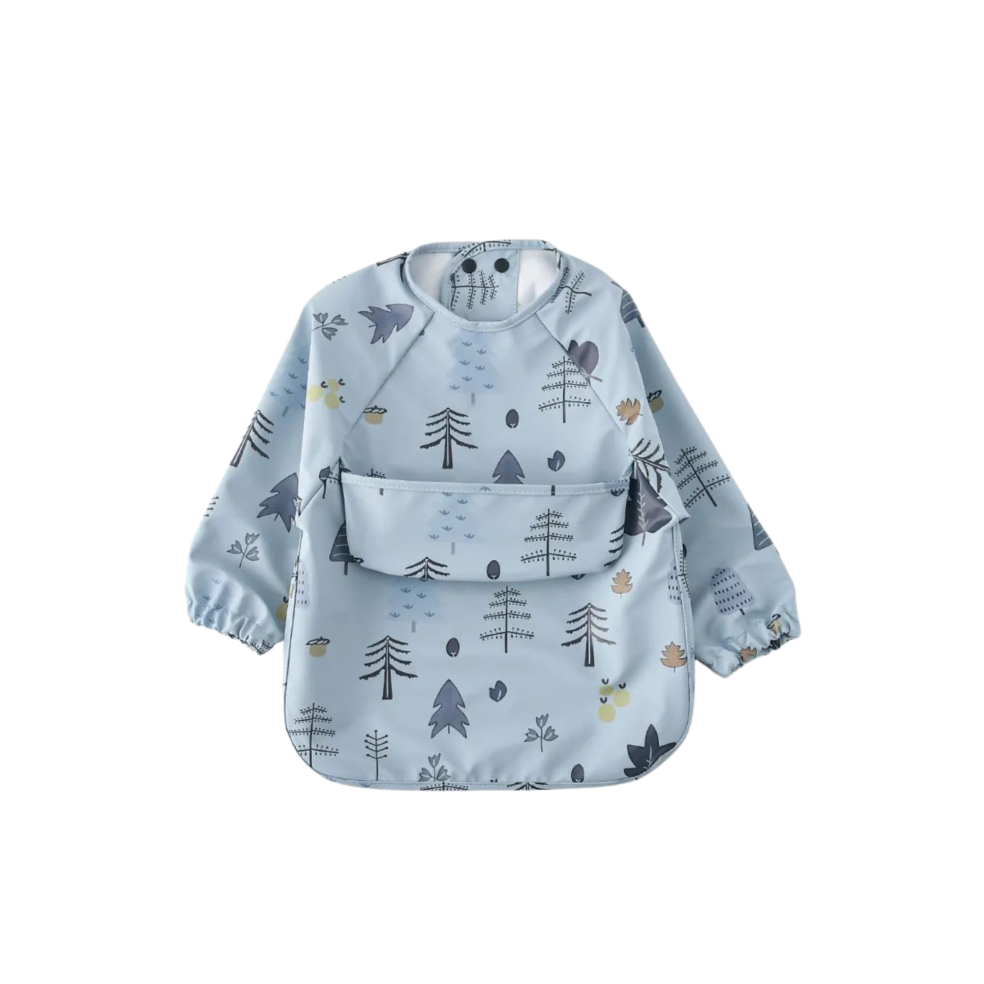 Ear detail baby bib — Blue Tree Tumbles Waterproof Baby Smock Bib Long Sleeve on white background