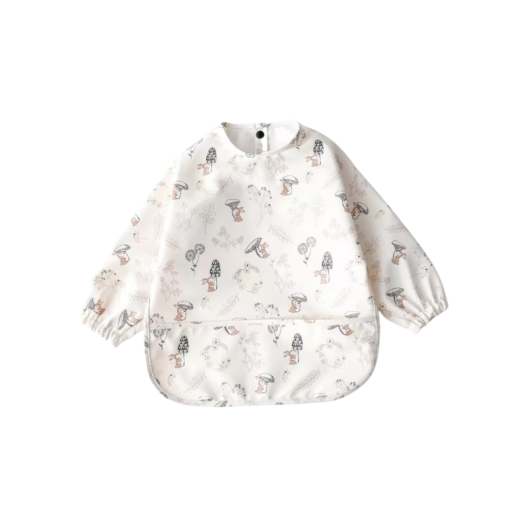Cotton ear detail baby bib — Bunny Burrow Waterproof Baby Smock Bib Long Sleeve on white background
