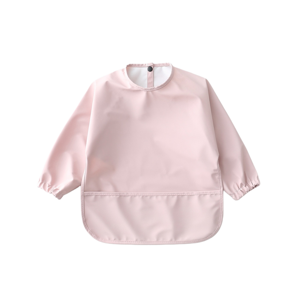 Cotton Candy Waterproof Baby Smock Bib Long Sleeve — close-up showing cotton texture and craftsmanship