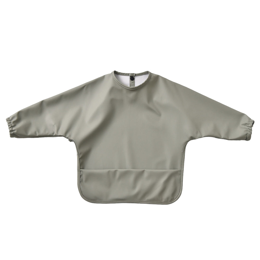 Ear detail baby bib — Green Smoke Waterproof Baby Smock Bib Long Sleeve on white background