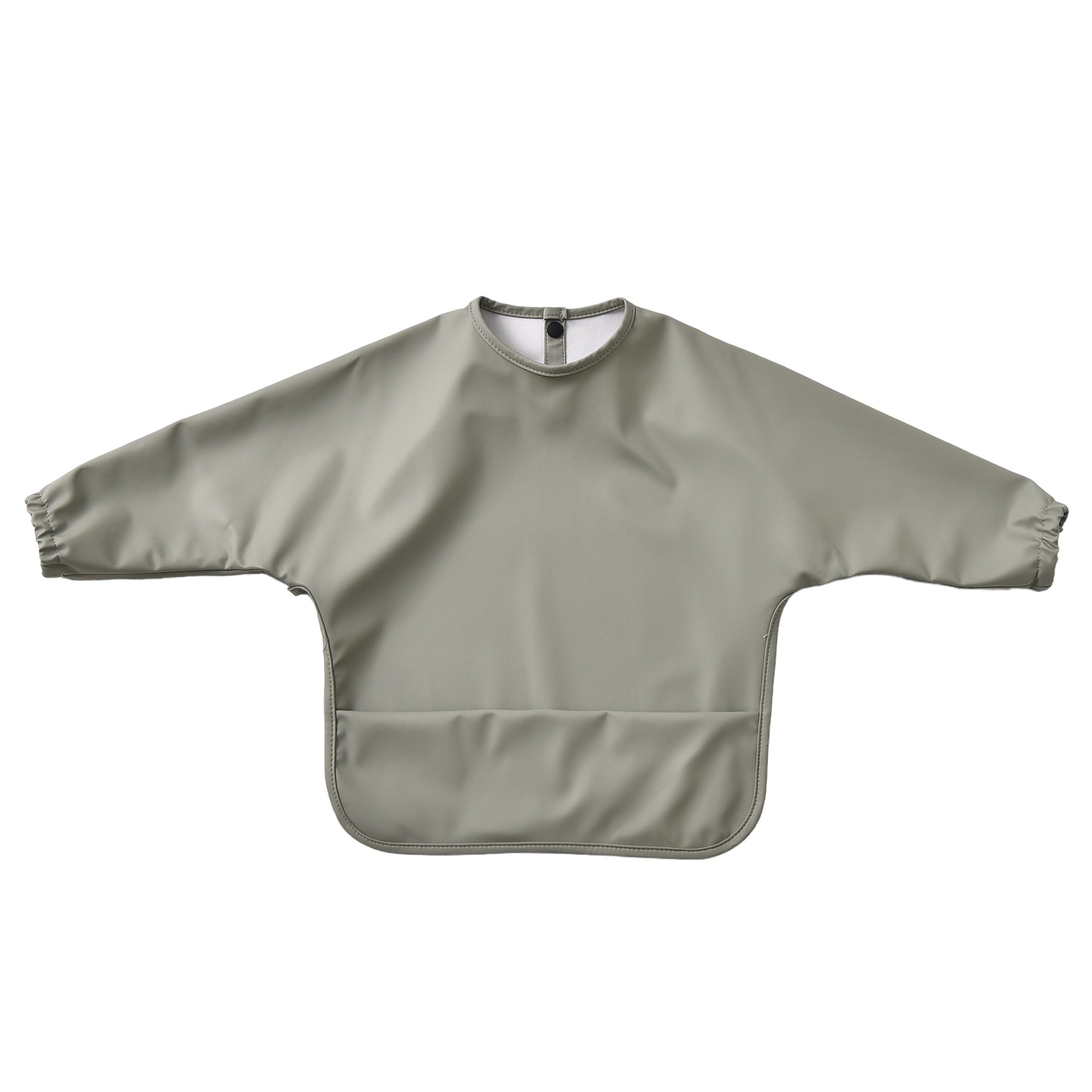 Ear detail baby bib — Green Smoke Waterproof Baby Smock Bib Long Sleeve on white background