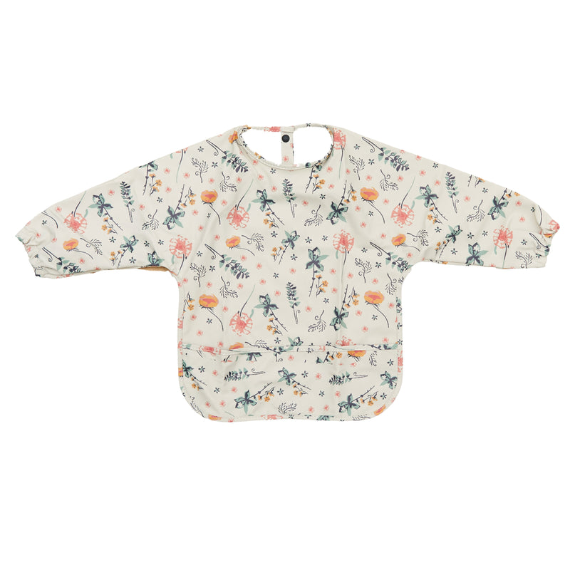 Waterproof Long Sleeve Baby Smock Bib in Petal Paradise