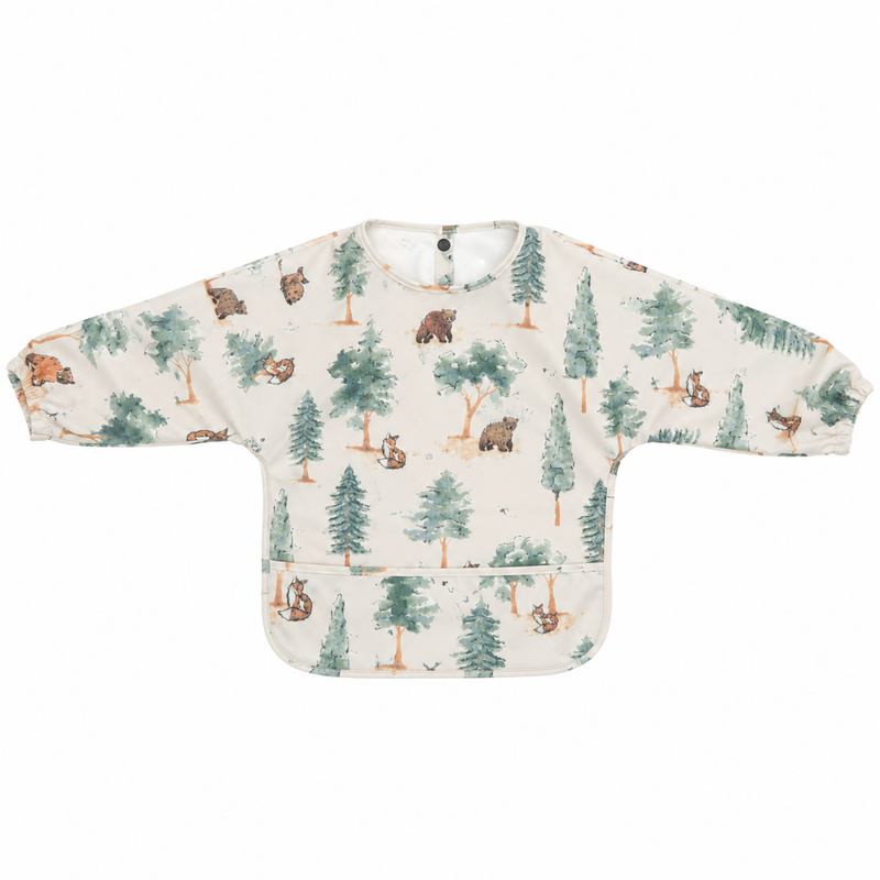Premium Waterproof Baby Smock Bib Long Sleeve in Pinewood Pals