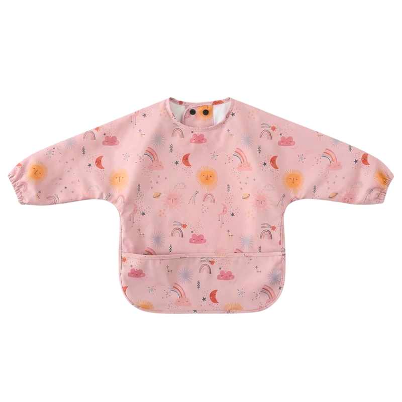 Premium Waterproof Baby Smock Bib Long Sleeve in Rainbow Rays