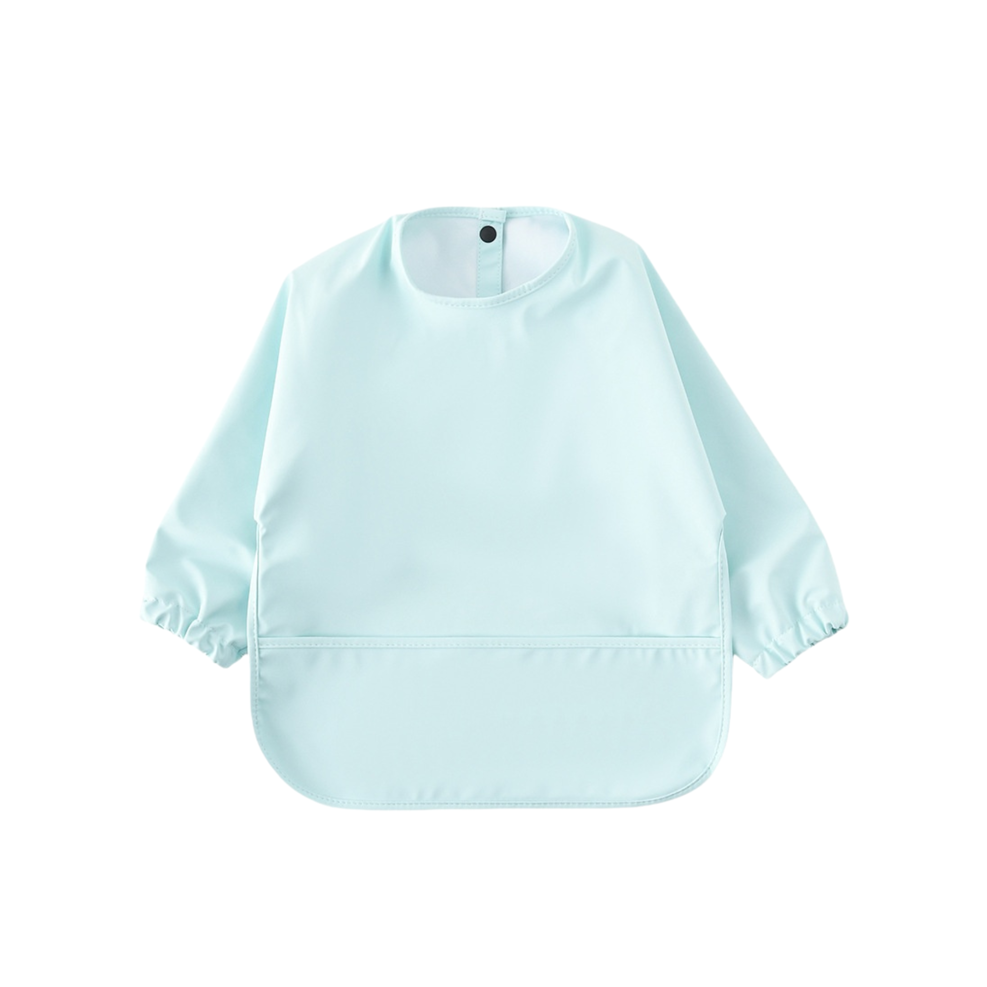 Ear detail baby bib — Seafoam Mint Waterproof Baby Smock Bib Long Sleeve on white background