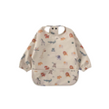 Ear detail baby bib — Sweet Savannah Blue Waterproof Baby Smock Bib Long Sleeve on white background