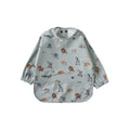Ear detail baby bib — Sweet Savannah Blue Waterproof Baby Smock Bib Long Sleeve on white background