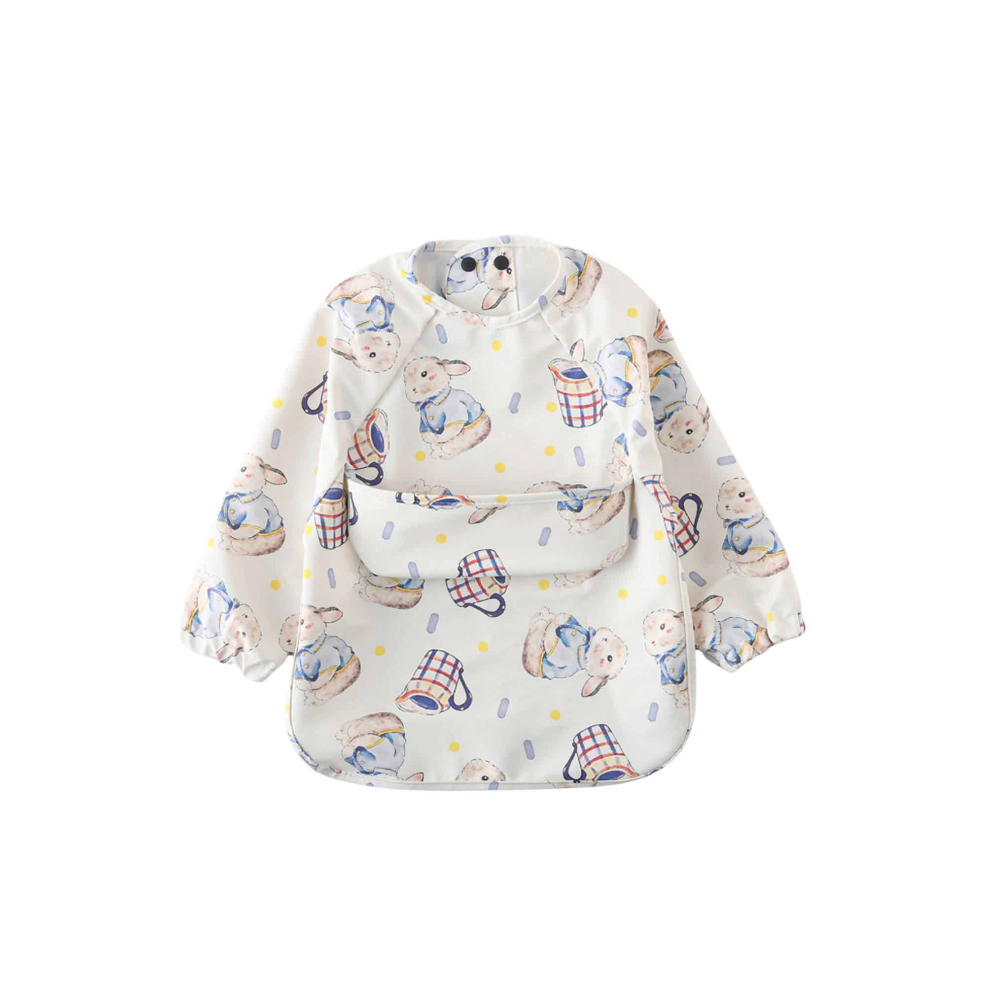 Ear detail baby bib — Teacup Tales Waterproof Baby Smock Bib Long Sleeve on white background