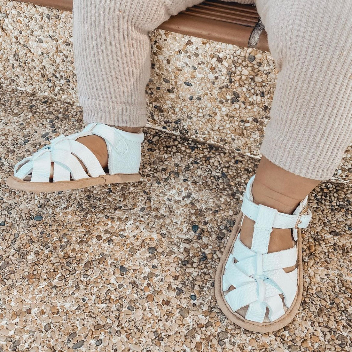 White Leather Baby Sandal — baby sandals size and scale reference