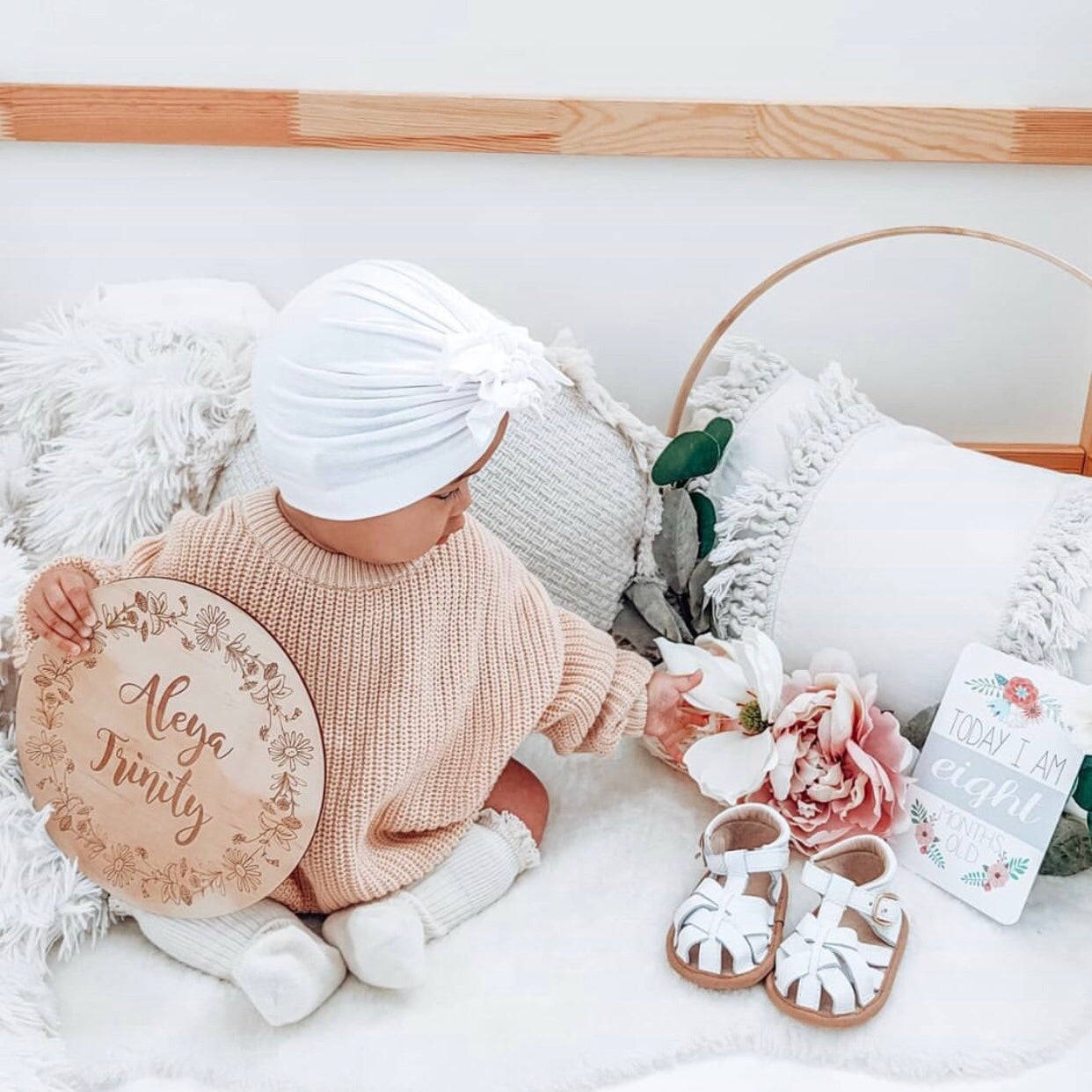 White Leather Baby Sandal — baby sandals product styling