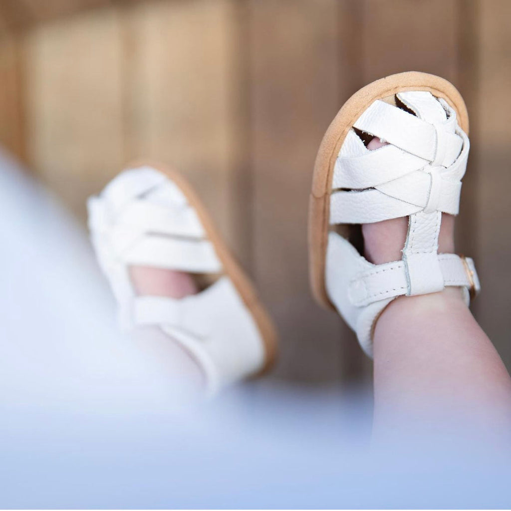 White Leather Baby Sandal — baby sandals gift-ready packaging and presentation