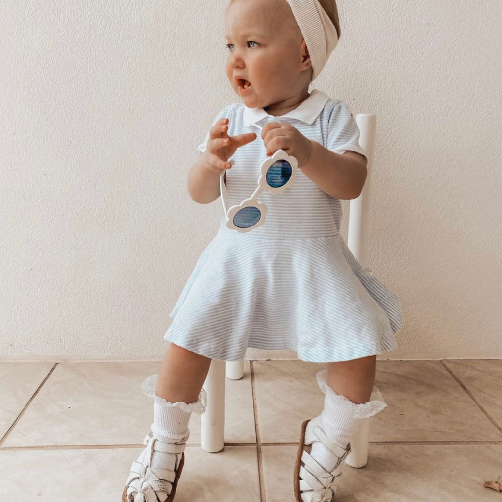 White Leather Baby Sandal — baby sandals size and scale reference