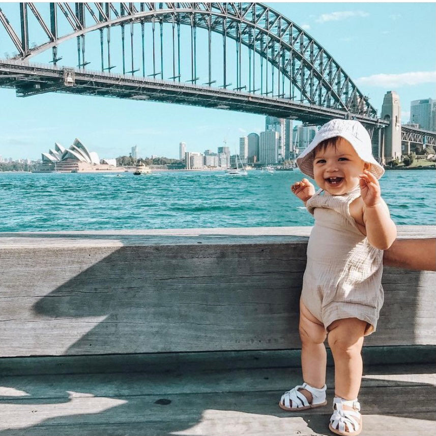 White Leather Baby Sandal — baby sandals product styling