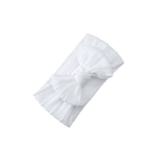 Snow white nylon knotted bow baby headband — Mila Top Knot Bow Headband on white background