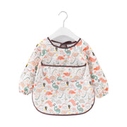 All the dinos baby smock bib with long sleeves, waterproof toddler feeding apron with colorful dinosaur print