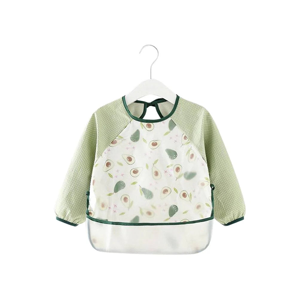Ear detail baby bib — Avocados Waterproof Baby Smock Bib Long Sleeve on white background