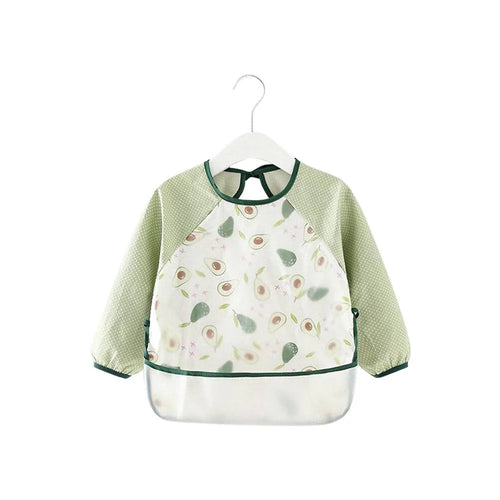 Ear detail baby bib — Avocados Waterproof Baby Smock Bib Long Sleeve on white background