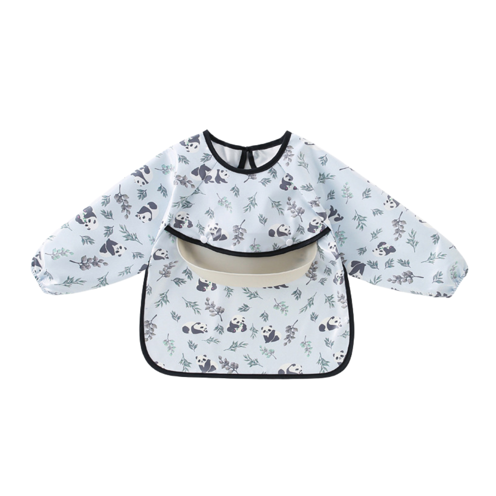 Waterproof Baby Smock Bib with Silicone Catcher, Long Sleeve