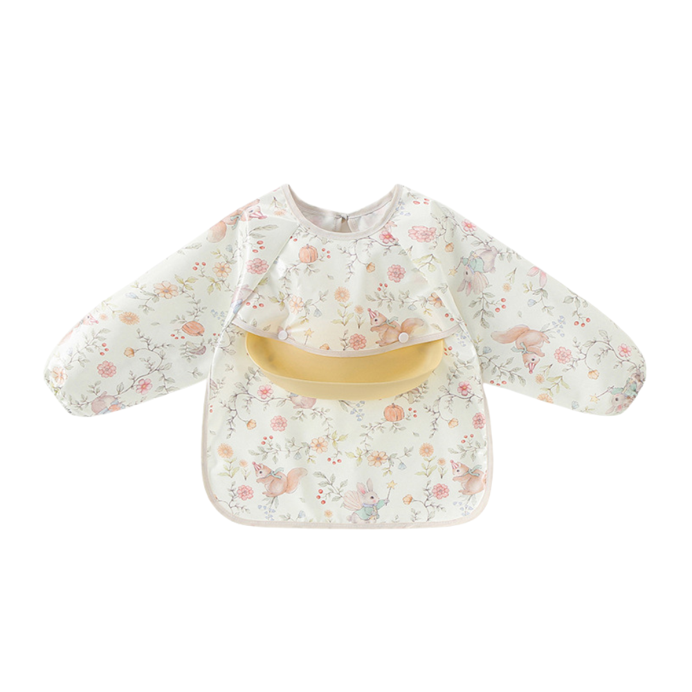 Waterproof Baby Smock Bib with Silicone Catcher, Long Sleeve