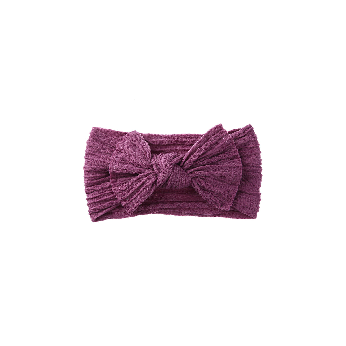 Banjo stitched bow cable knit baby headband in mauve
