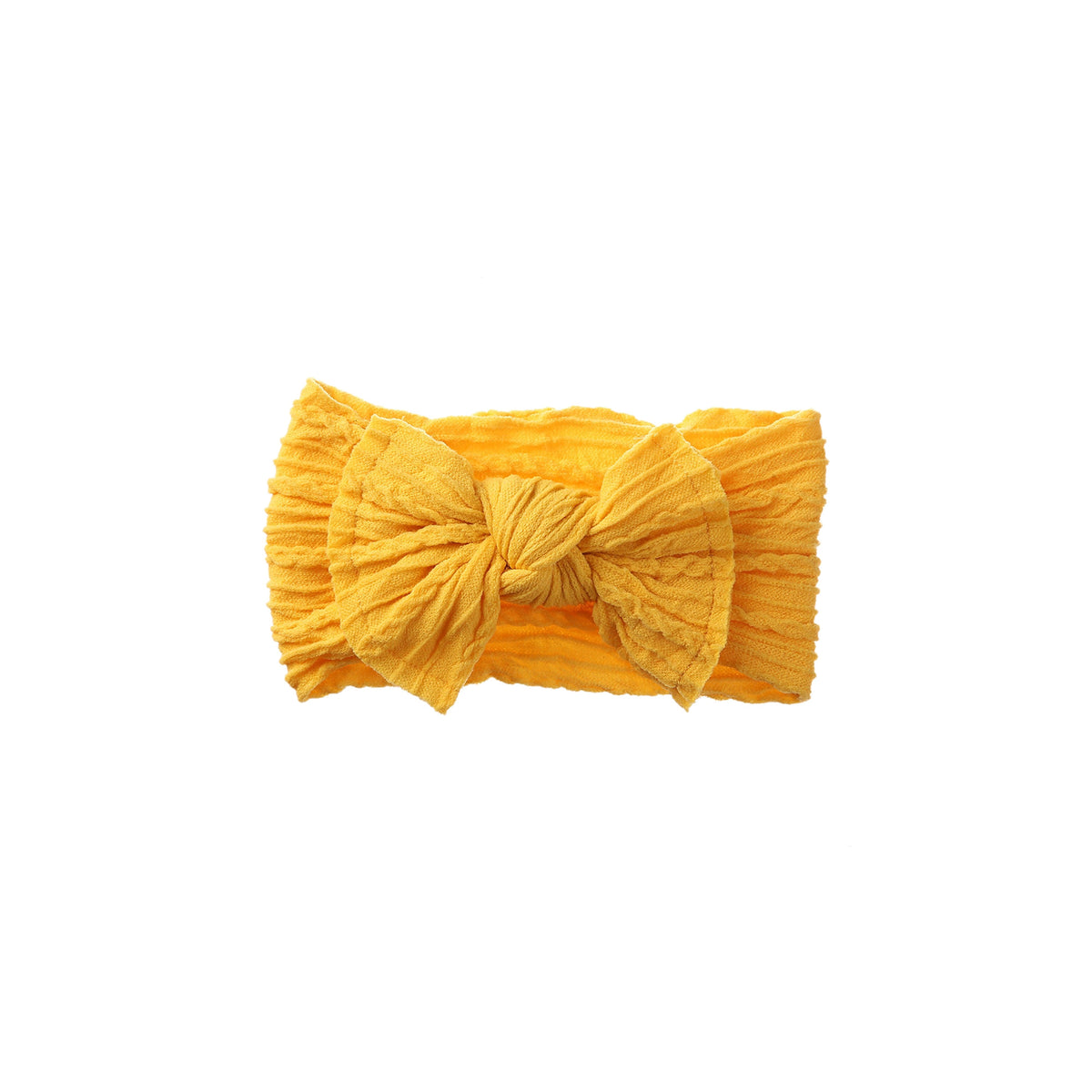 Banjo stitched bow cable knit baby headband in old gold