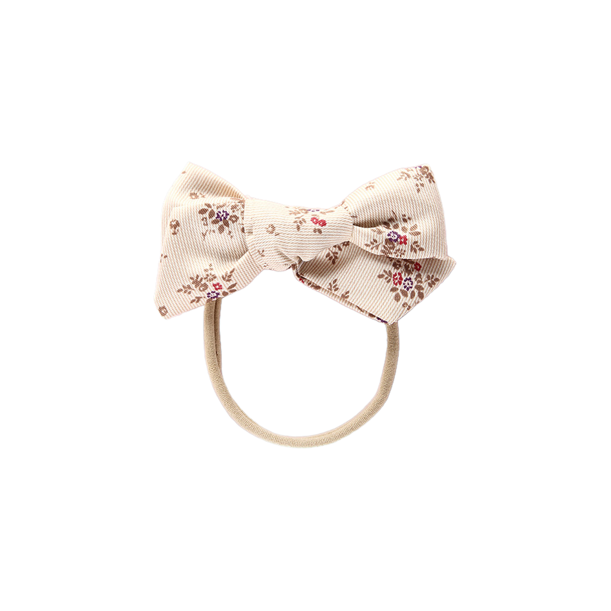 Betty floral baby bow headband in sand, sand ditsy floral with brown flowers
