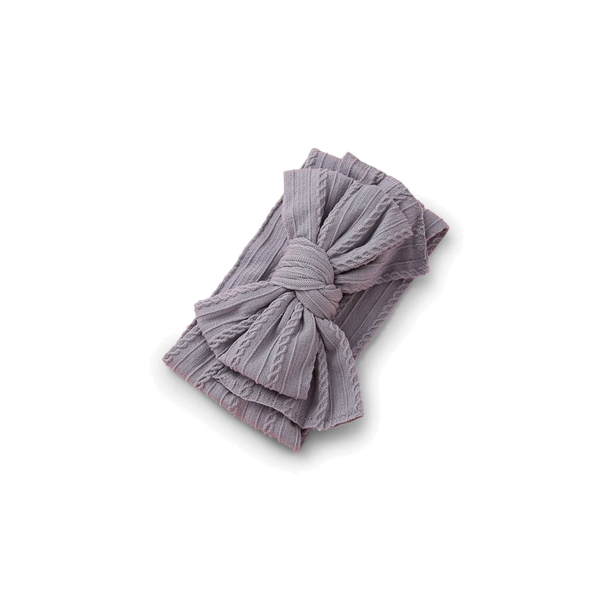 Bowie double bow cable knit baby headband in grey