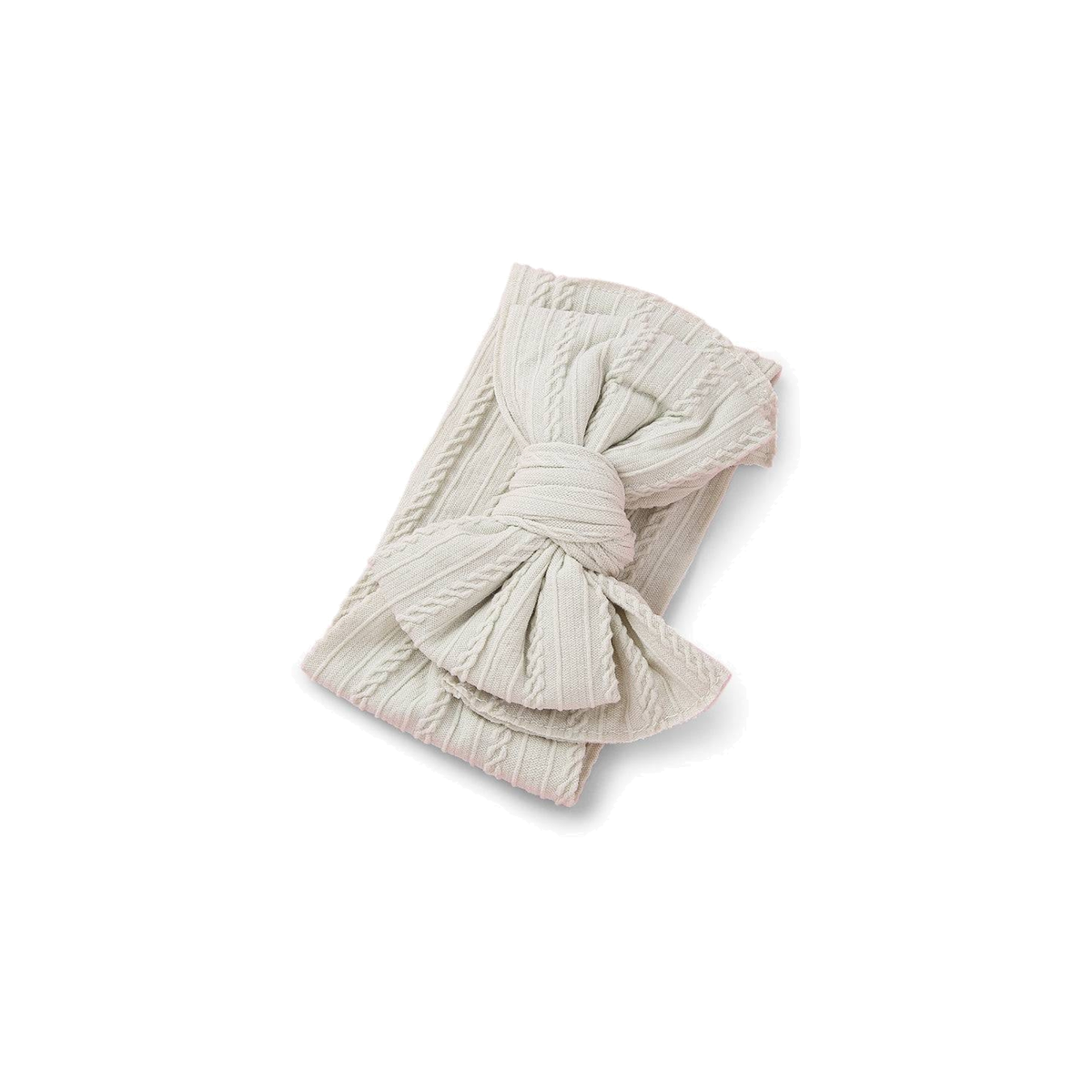 Bowie double bow cable knit baby headband in ivory