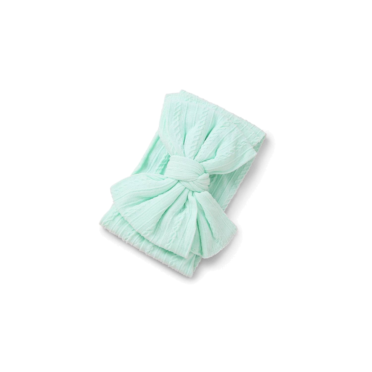 Bowie double bow cable knit baby headband in mint
