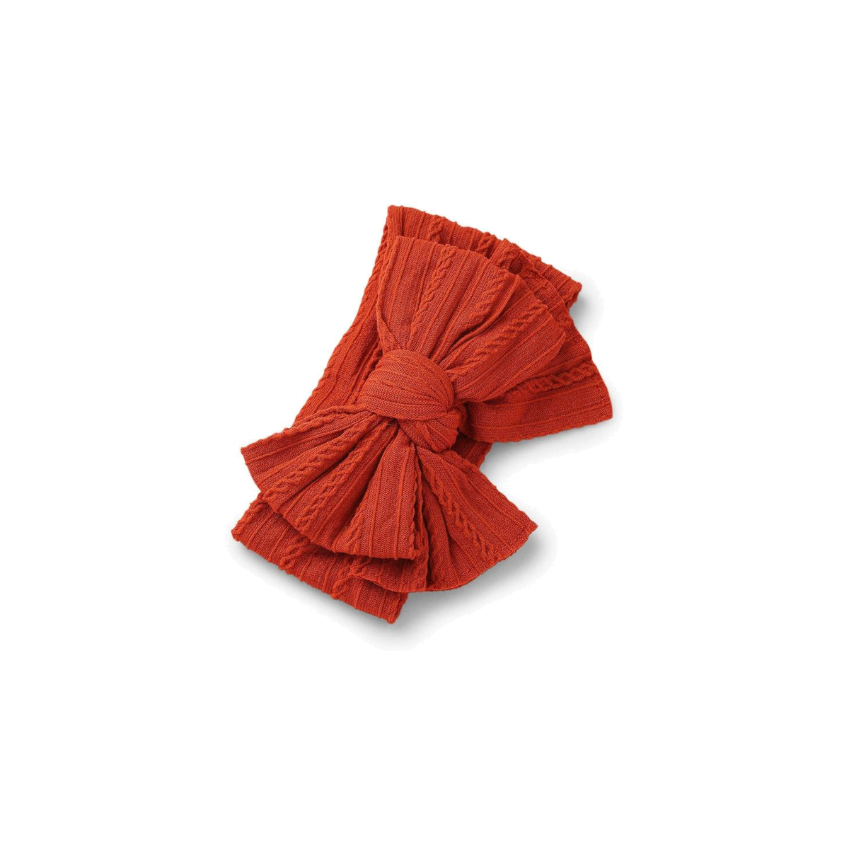Bowie double bow cable knit baby headband in rouge