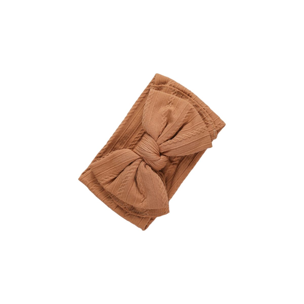 Bowie double bow cable knit baby headband in rust