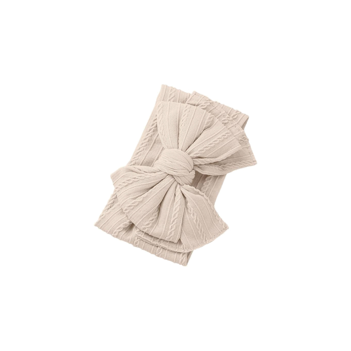 Bowie double bow cable knit baby headband in sand