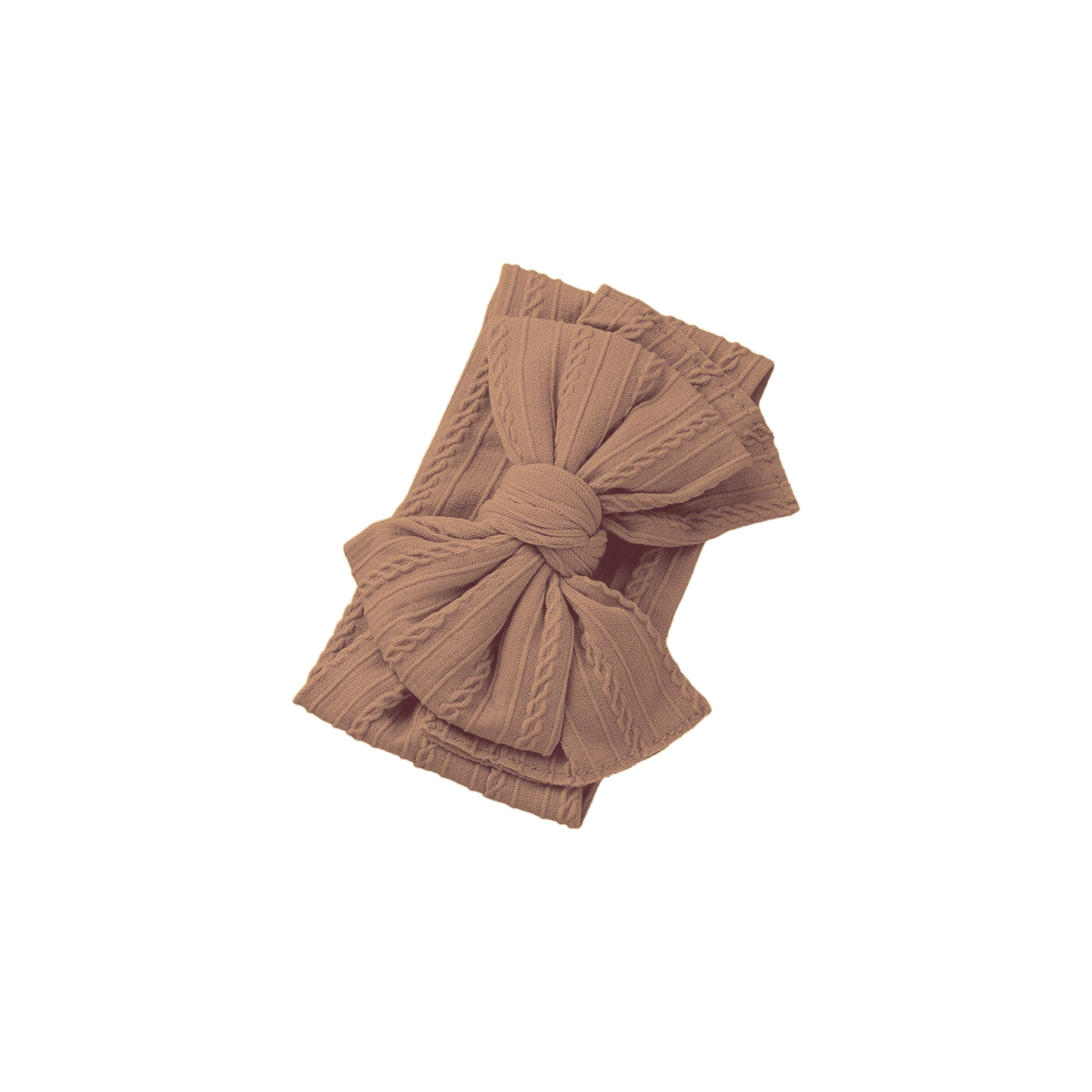 Bowie double bow cable knit baby headband in sienna