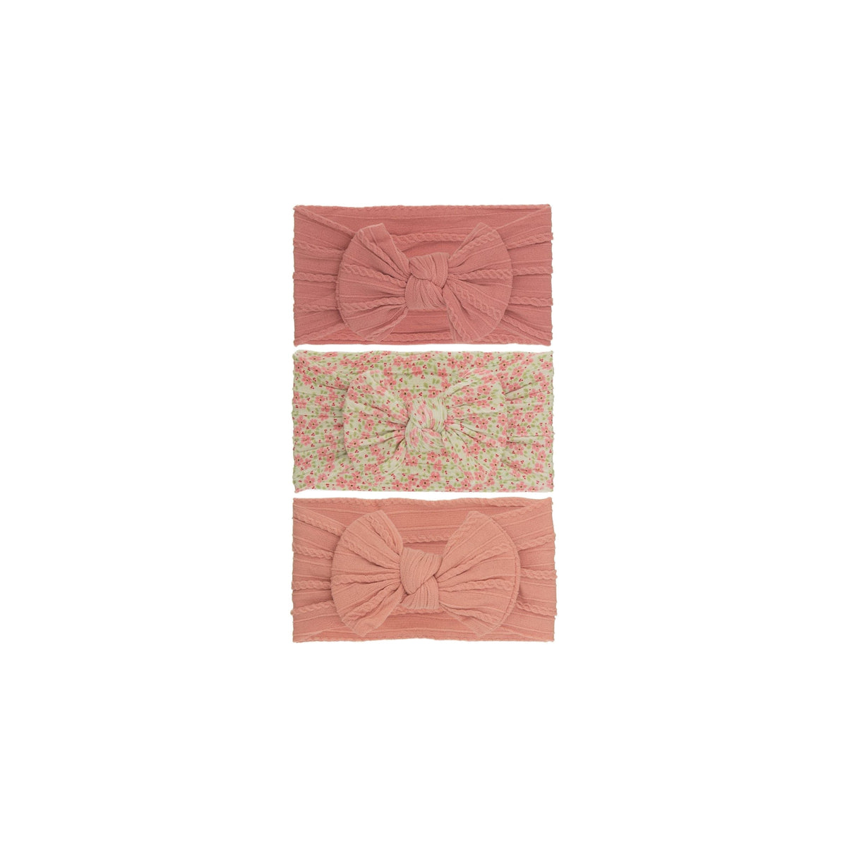 Bowie single bow cable knit baby headband set 18, three headbands